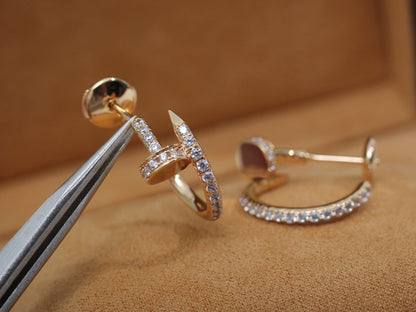 CARTIER JUSTE EARRINGS 12.75MM PINK GOLD DIAMOND