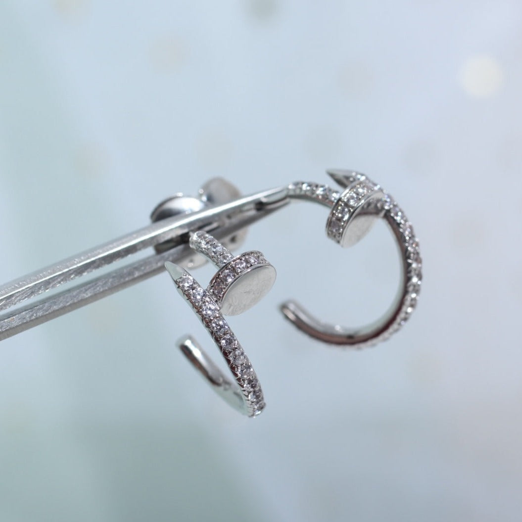 CARTIER JUSTE EARRINGS 12.75MM SILVER DIAMOND