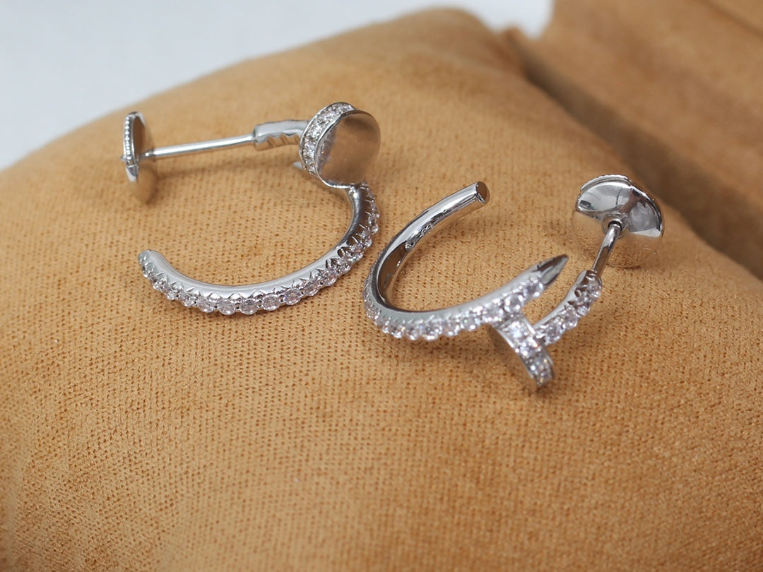 CARTIER JUSTE EARRINGS 12.75MM SILVER DIAMOND