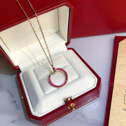 CARTIER JUSTE NECKLACE GOLD RED DIAMONDS