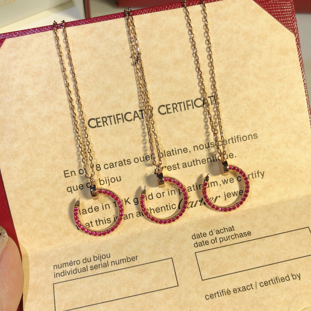 CARTIER JUSTE NECKLACE GOLD RED DIAMONDS