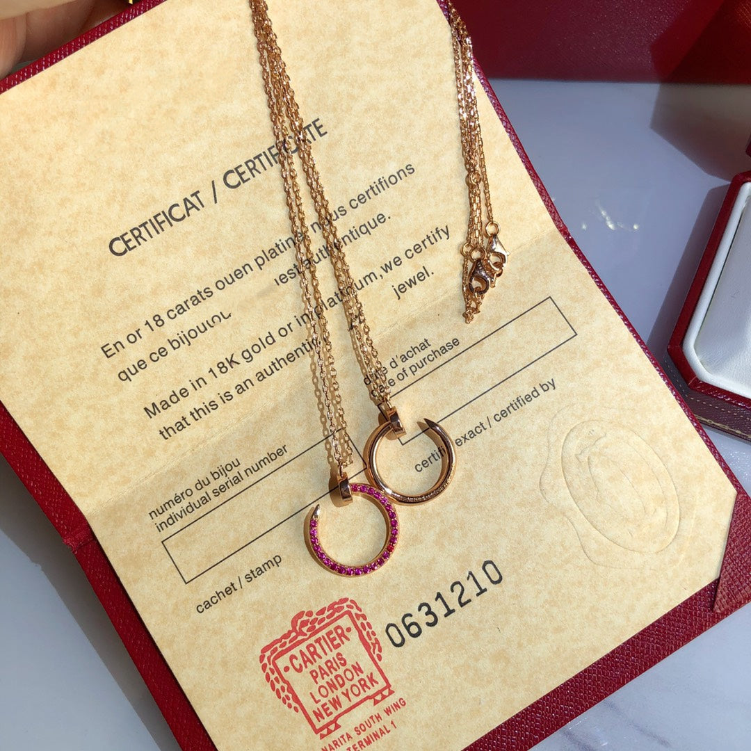 CARTIER JUSTE NECKLACE GOLD RED DIAMONDS