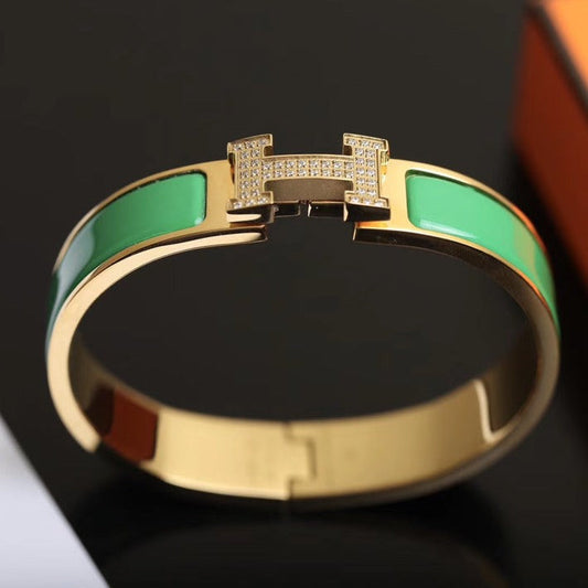 HERMES H BRACELET GOLD DIAMOND