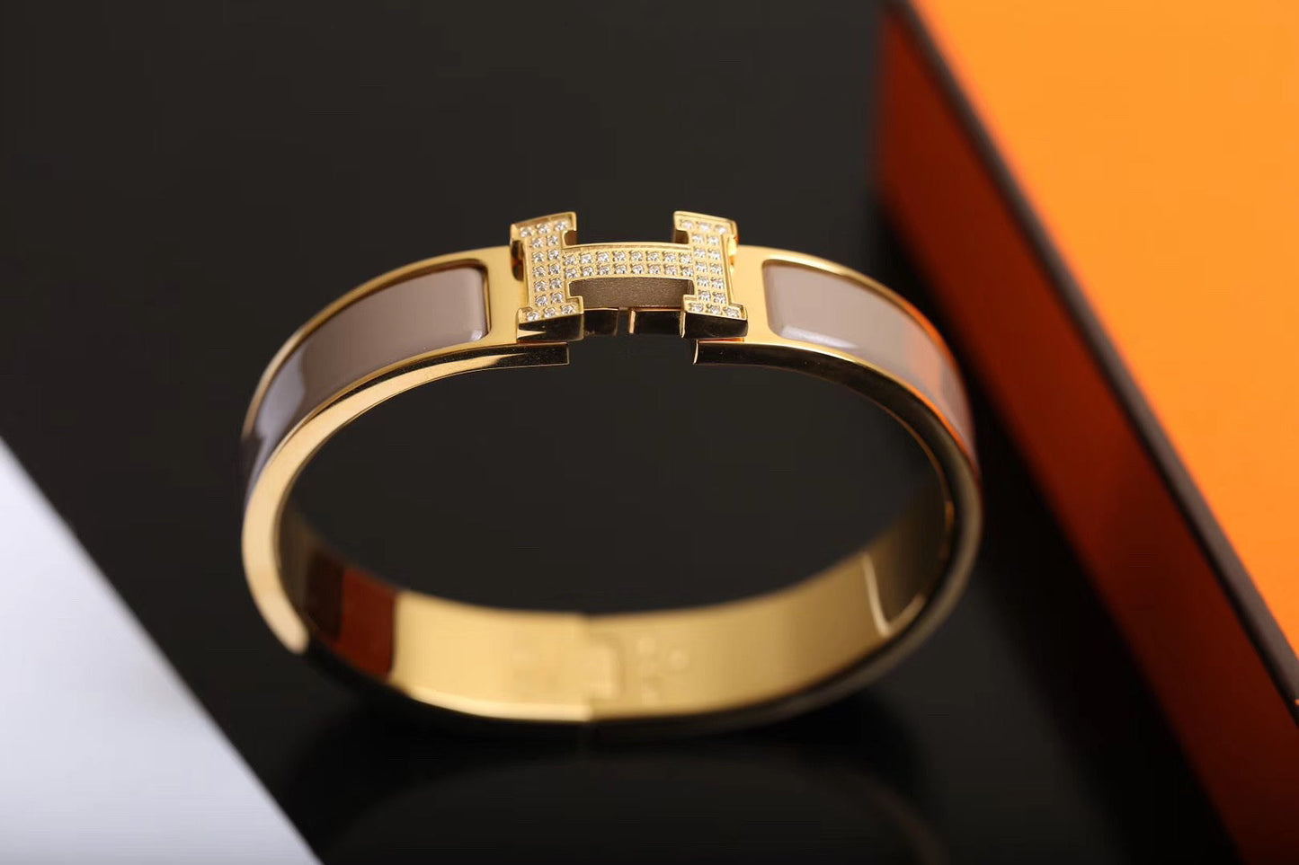HERMES H BRACELET GOLD DIAMOND