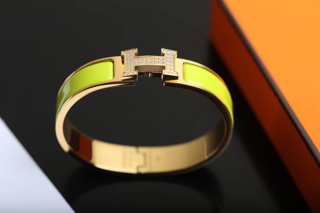 HERMES H BRACELET GOLD DIAMOND