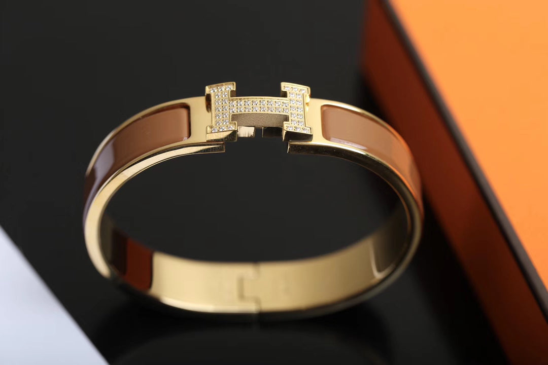 HERMES H BRACELET GOLD DIAMOND