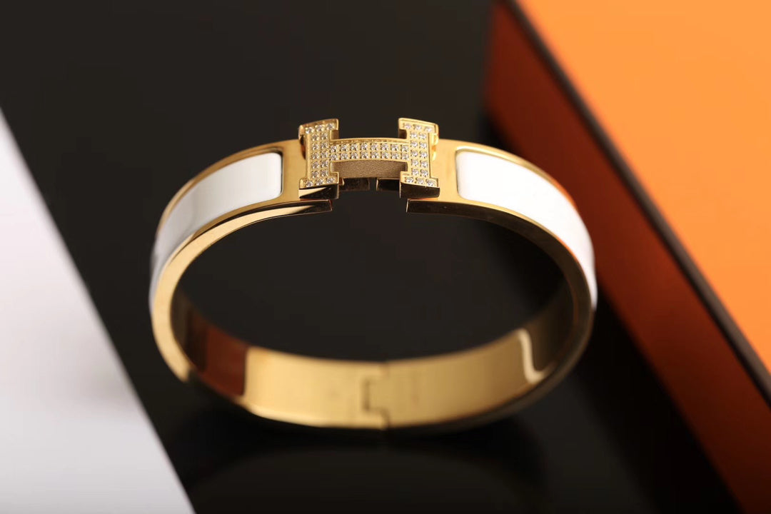 HERMES H BRACELET GOLD DIAMOND