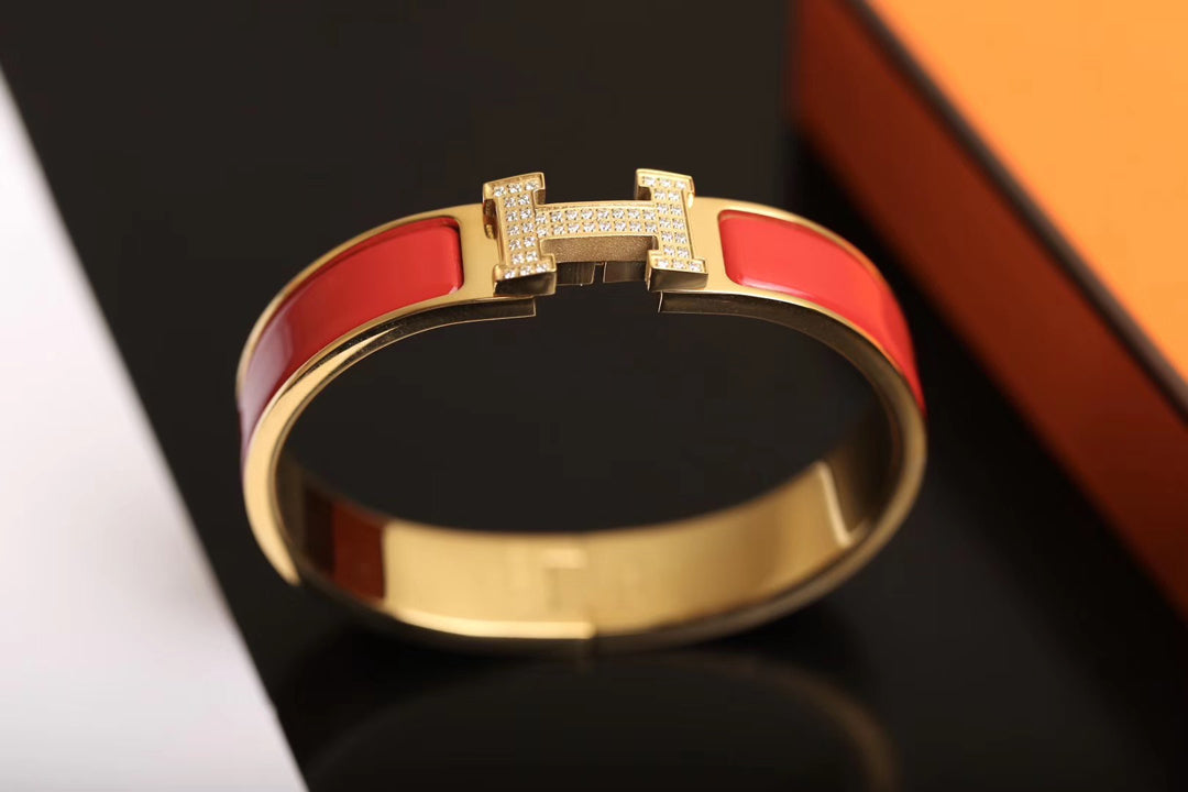 HERMES H BRACELET GOLD DIAMOND