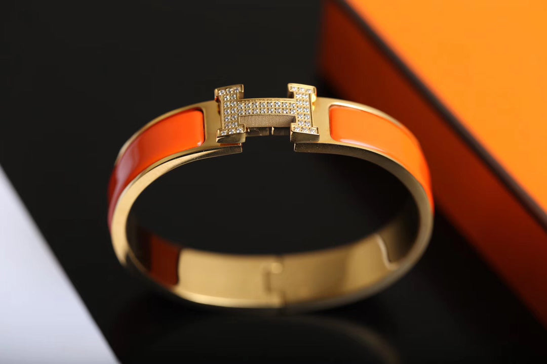 HERMES H BRACELET GOLD DIAMOND