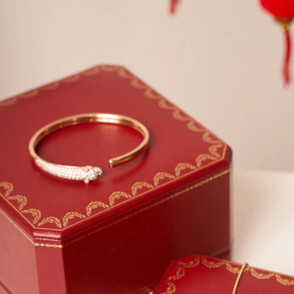 CARTIER PANTHERE ROSE GOLD DIAMOND OPEN BRACELET