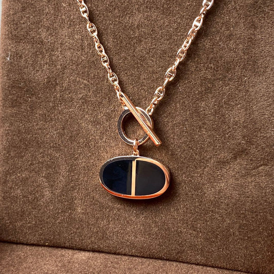 HERMES CHAINE VERSO BLACK CERAMIC NECKLACE