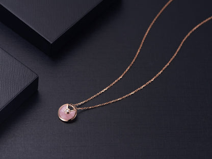 CARTIER AMULETTE ROSE GOLD PINK MOP NECKLACE
