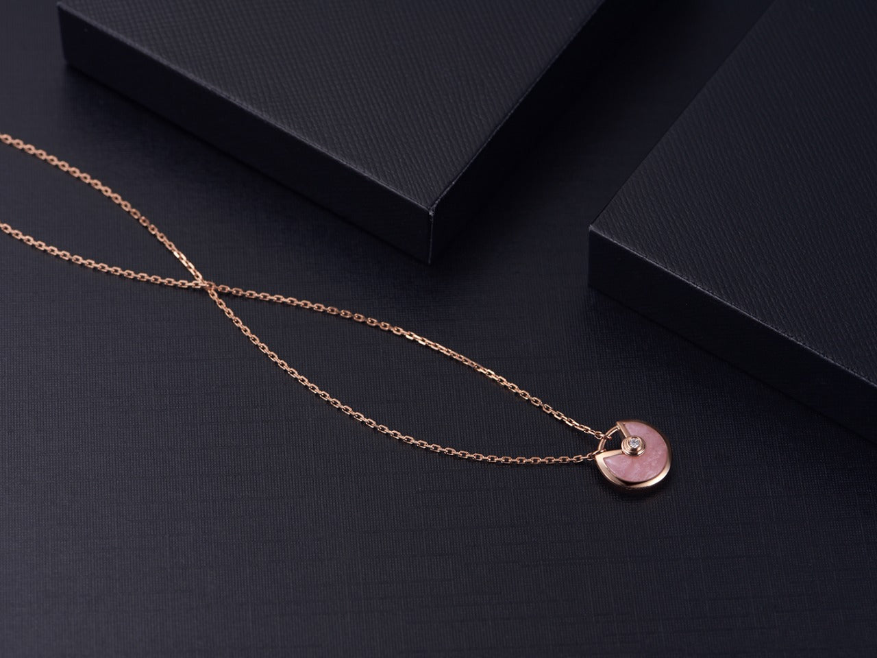 CARTIER AMULETTE ROSE GOLD PINK MOP NECKLACE
