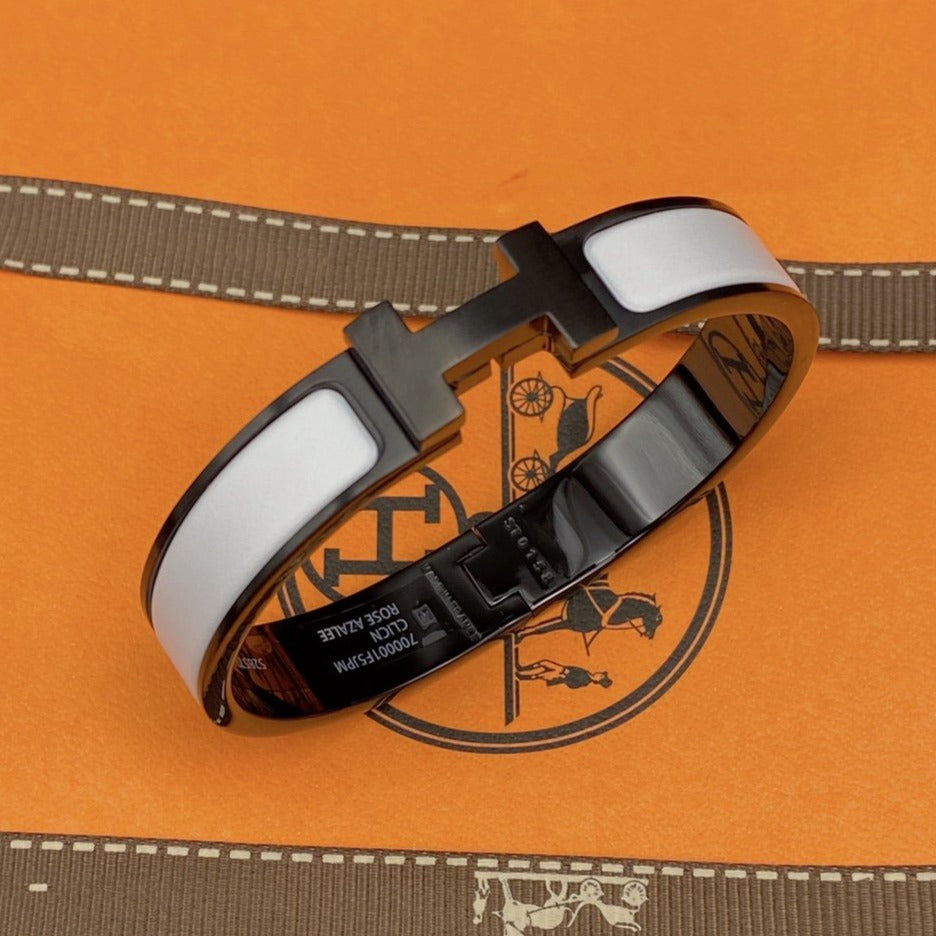 HERMES H BRACELET 12MM BLACK WHITE CERAMIC