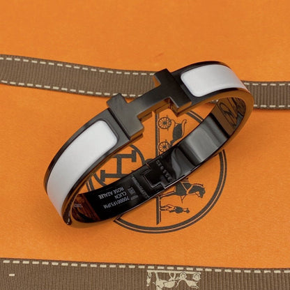 HERMES H BRACELET 12MM BLACK WHITE CERAMIC