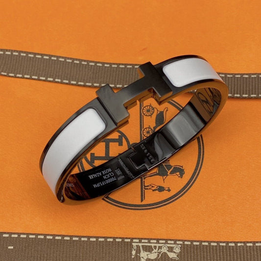 HERMES H BRACELET 12MM BLACK WHITE CERAMIC