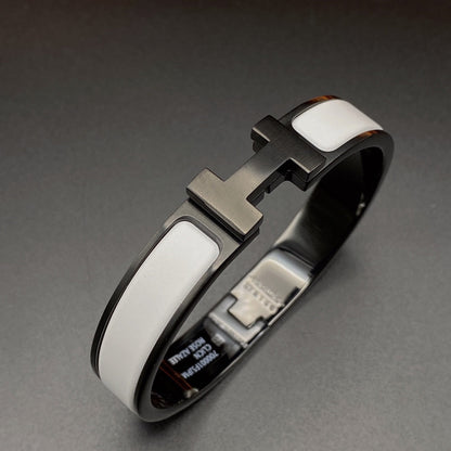 HERMES H BRACELET 12MM BLACK WHITE CERAMIC