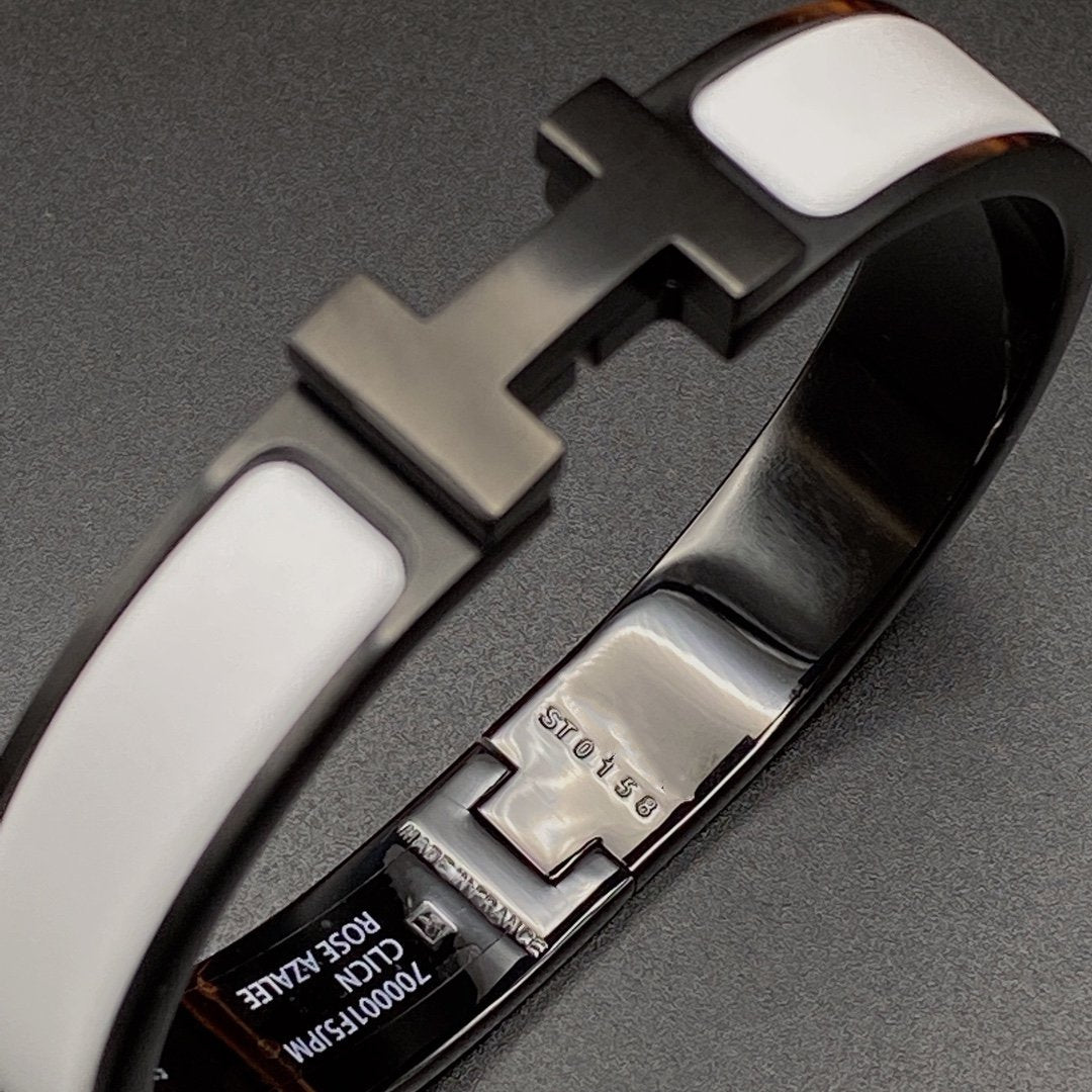 HERMES H BRACELET 12MM BLACK WHITE CERAMIC