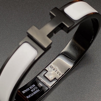 HERMES H BRACELET 12MM BLACK WHITE CERAMIC