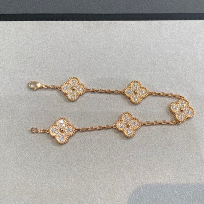 VCA CLOVER 5 MOTIF FULL DIAMOND BRACELET COLLECTION