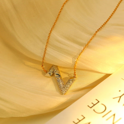 LOUIS VUITTON VOLT SILVER DIAMOND PEDANT NECKLACE