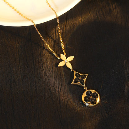LOUIS VUITTON STAR AND SUN ONYX PINK GOLD NECKLACE