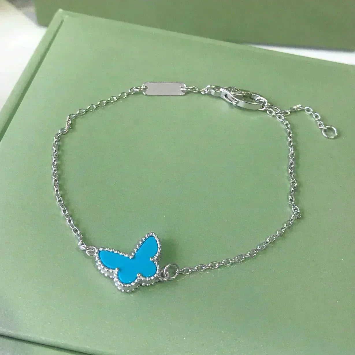 VCA BUTTERFLY TURQUOISE BUTTERFLY BRACELET SILVER