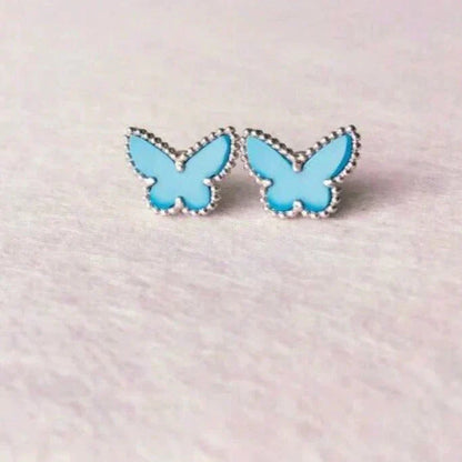 VCA BUTTERFLY TURQUOISE EARRINGS SILVER