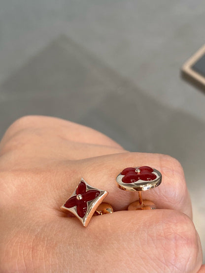 LOUIS VUITTON STAR AND SUN PINK GOLD CARNELIAN STUD EARRINGS