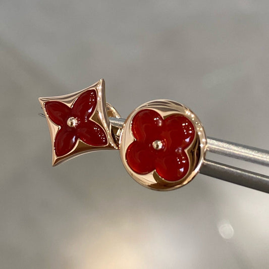 LOUIS VUITTON STAR AND SUN PINK GOLD CARNELIAN STUD EARRINGS