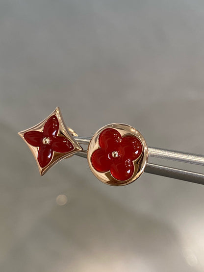 LOUIS VUITTON STAR AND SUN PINK GOLD CARNELIAN STUD EARRINGS