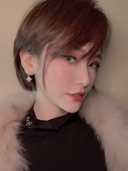 LOUIS VUITTON DOUBLE STAR PINK GOLD MOP DROP EARRINGS