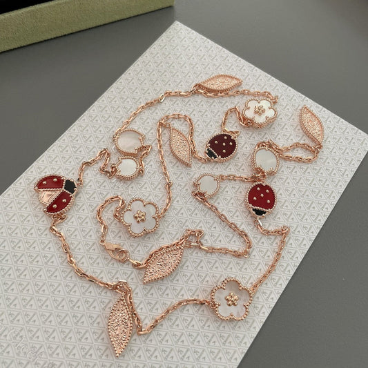 VCA LUCKY SPRING 15 MOTIFS ROSE GOLD NECKLACE