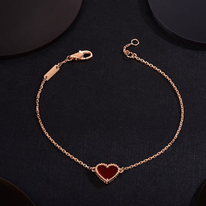 VCA HEART CARNELIAN PINK GOLD BRACELET
