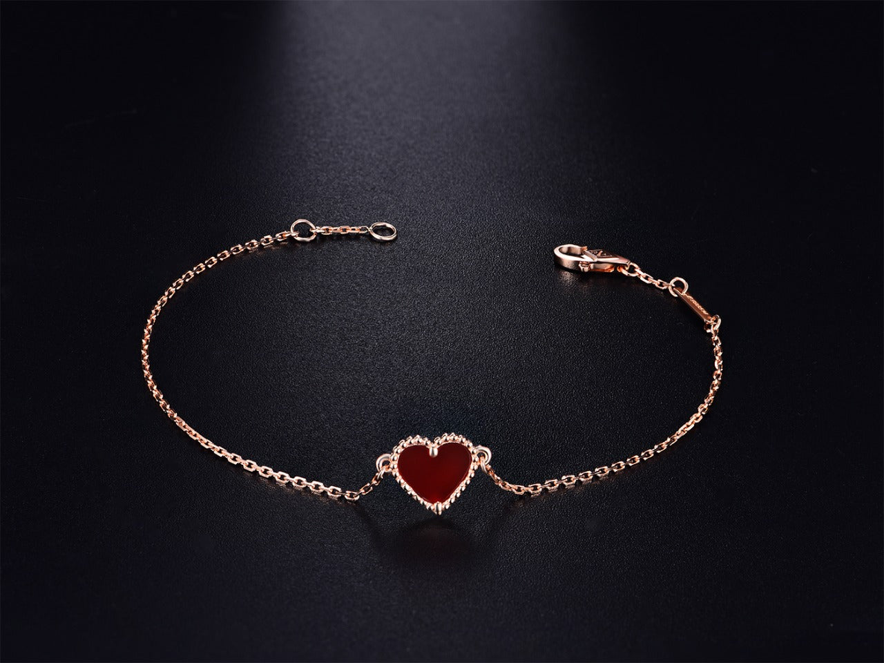 VCA HEART CARNELIAN PINK GOLD BRACELET