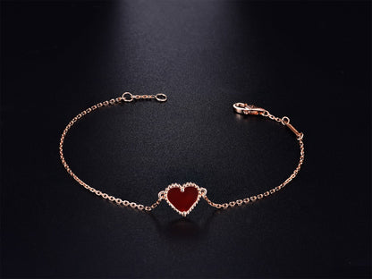 VCA HEART CARNELIAN PINK GOLD BRACELET