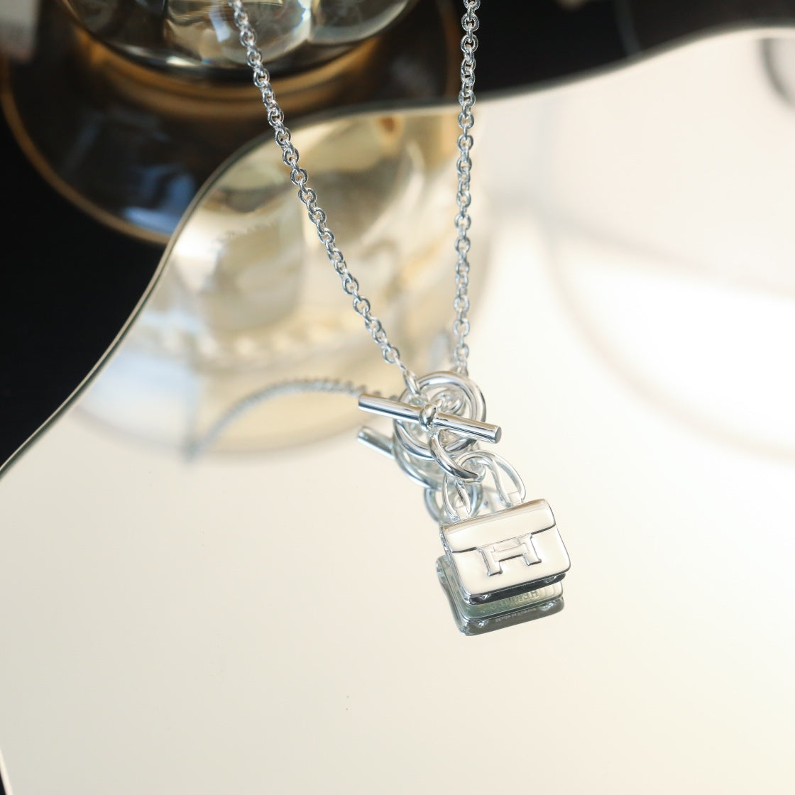 HERMES POP H PEDANT SILVER NECKLACE
