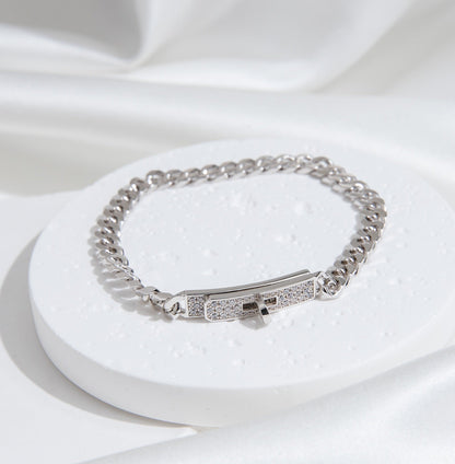 HERMES KELLY CHAIN SILVER DIAMOND BRACELET