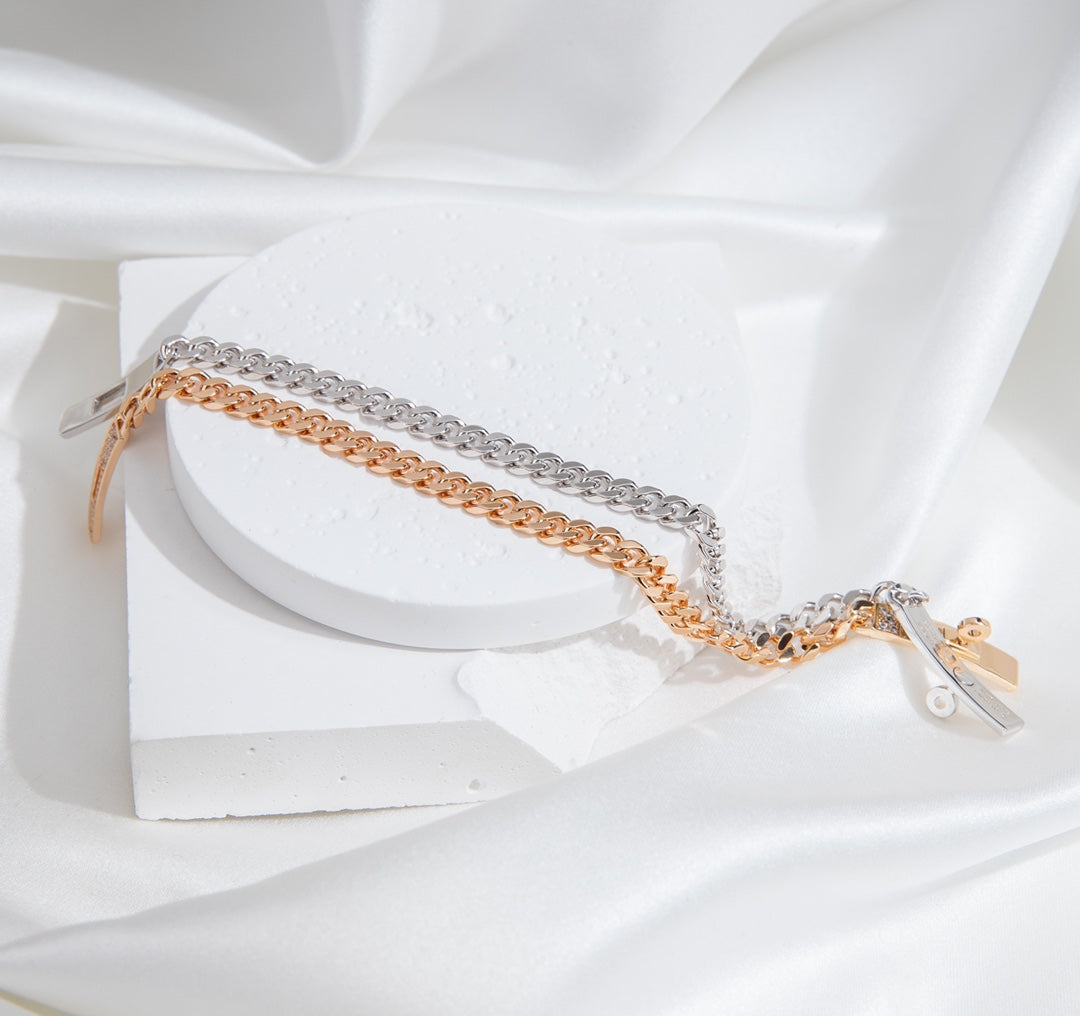 HERMES KELLY CHAIN SILVER DIAMOND BRACELET