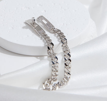 HERMES KELLY CHAIN SILVER DIAMOND BRACELET