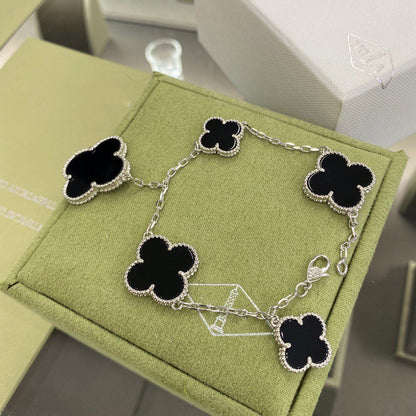 VCA CLOVER 5 MOTIFS SIVLER ONYX BRACELET