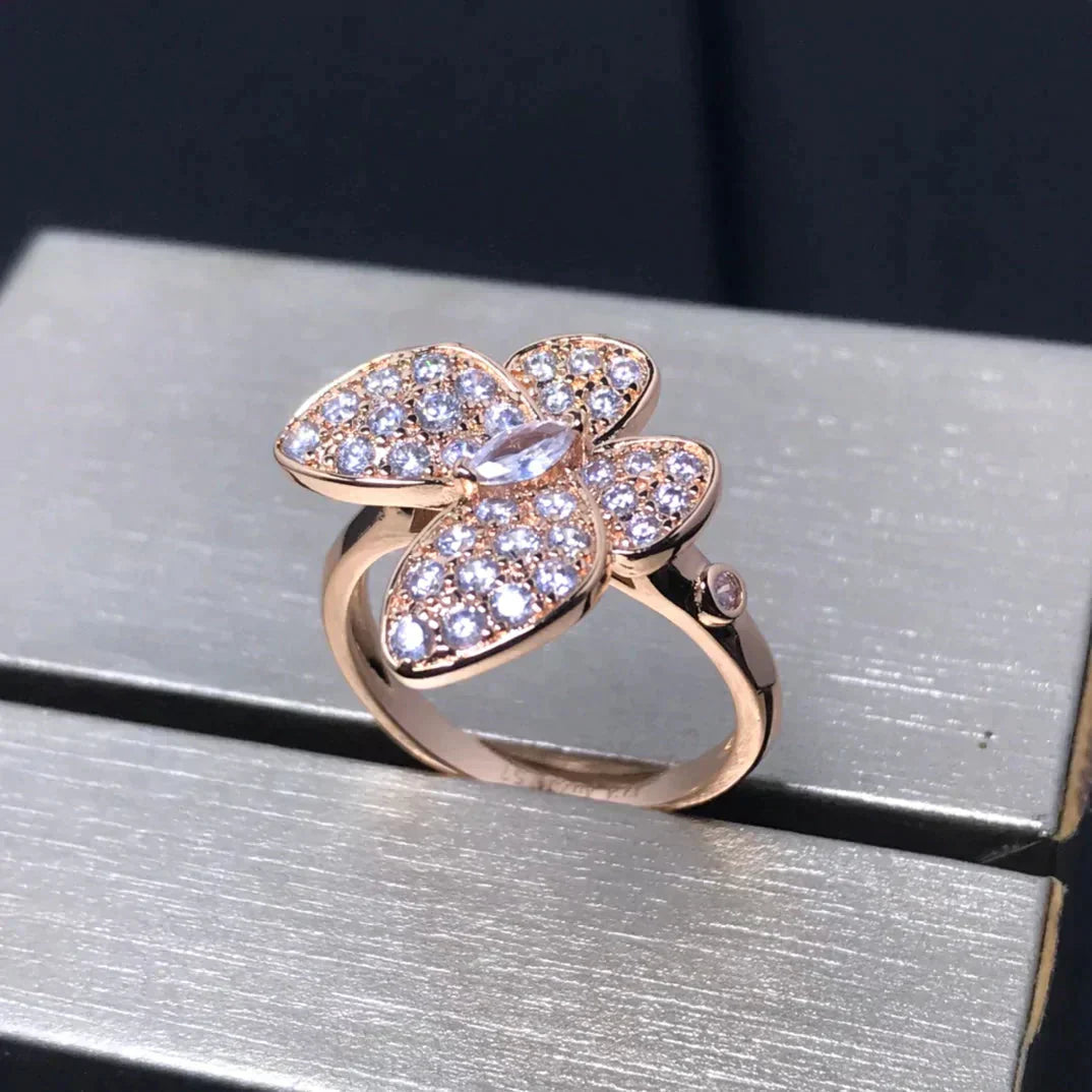 VCA BUTTERFLY PINK GOLD DIAMOND RING