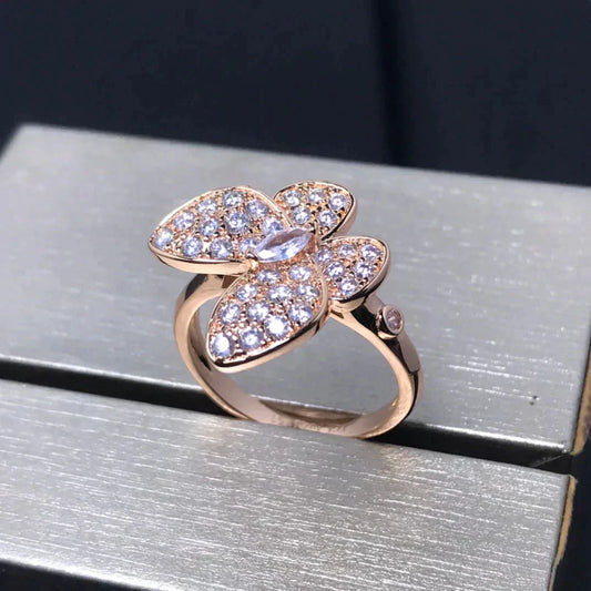 VCA BUTTERFLY PINK GOLD DIAMOND RING