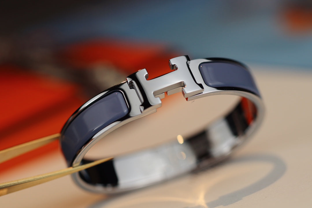 HERMES H BRACELET 12MM BLUE GRAY