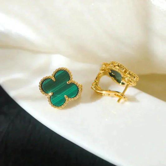 VCA CLOVER MEDIUM 1 MOTIFS MALACHITE EARRINGS