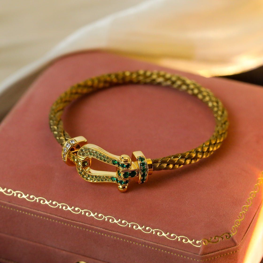 FRED FORCE 10 GOLD GREEN DIAMOND PAVED