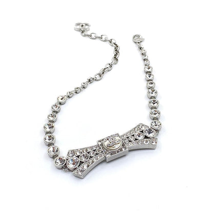 18K  Chanel Diamond Bow Tie Pendant Necklace