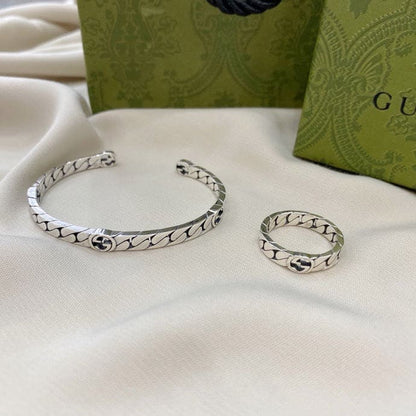 Double Gucci Interlocking Gucci Cuff Bracelet