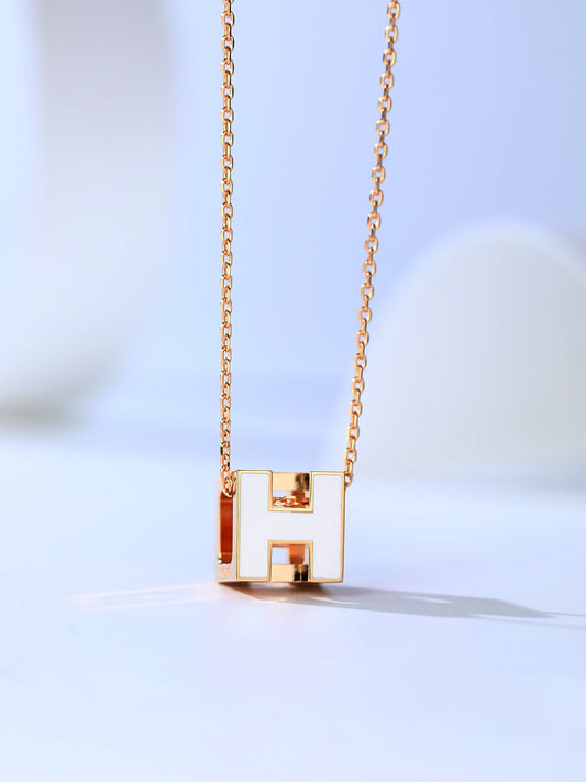 HERMES H CAGE PINK GOLD NECKLACE