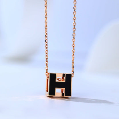 HERMES H CAGE PINK GOLD NECKLACE